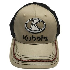 Kubota Trucker Hat Cap K-Products Headwear Strap Back Tan Black OSFA